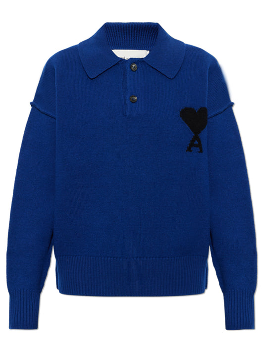 POLO SWEATER WITH CONTRASTED AMI DE COEUR