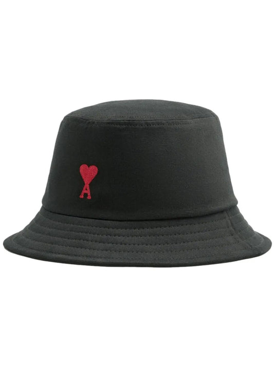 AMI PARIS-RED AMI DE COEUR EMBRODIERY BUCKET HAT-