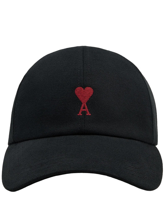 AMI PARIS-RED AMI DE COEUR EMBROIDERY CAP-