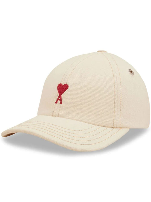 AMI PARIS-RED AMI DE COEUR EMBROIDERY CAP-