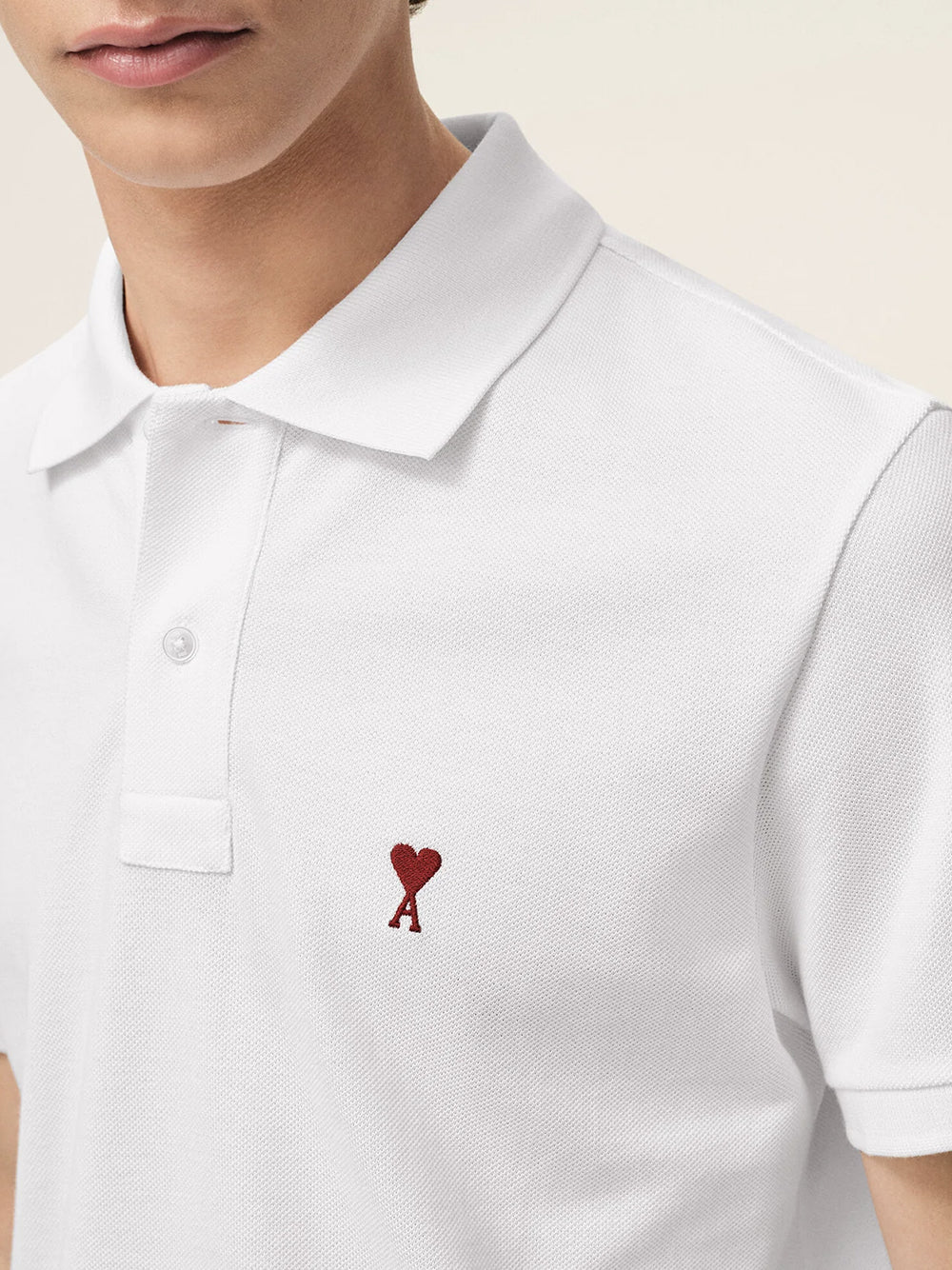 AMI PARIS-RED AMI DE COEUR POLO SHIRT-