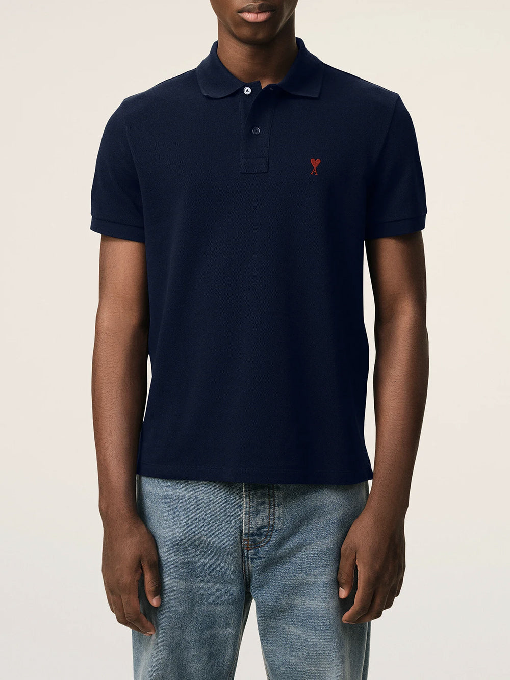 AMI PARIS-RED AMI DE COEUR POLO SHIRT-