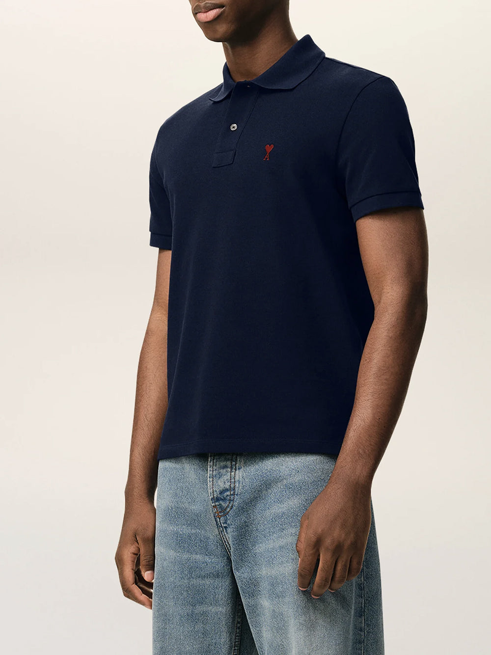 AMI PARIS-RED AMI DE COEUR POLO SHIRT-