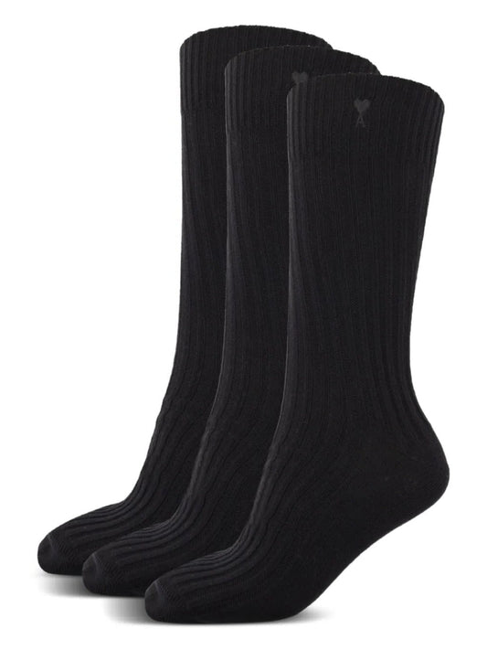 AMI PARIS-Set di tre paia di calzini in cotone biologico-