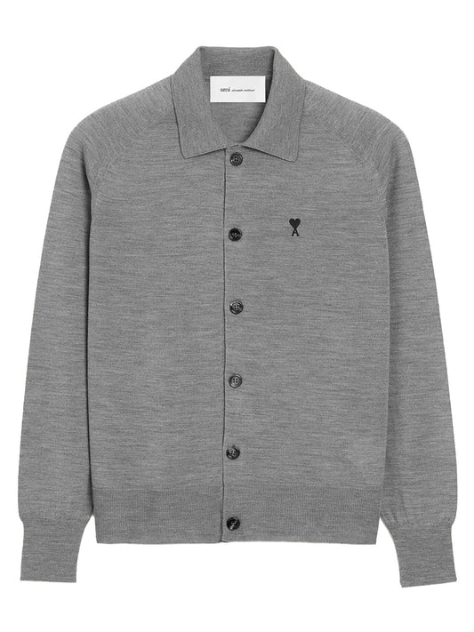 AMI PARIS-SHIRT COLLAR CARDIGAN-