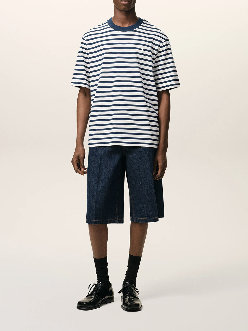 AMI PARIS-SHORT SLEEVES BOXY FIT MARINIERE TSHIRT-