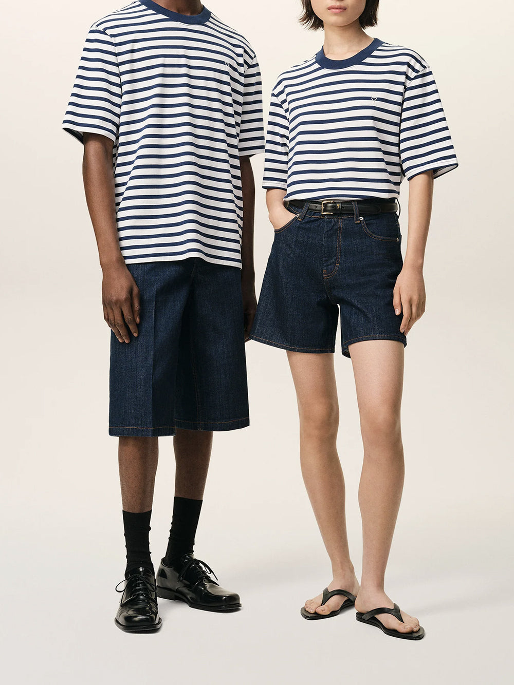 AMI PARIS-SHORT SLEEVES BOXY FIT MARINIERE TSHIRT-