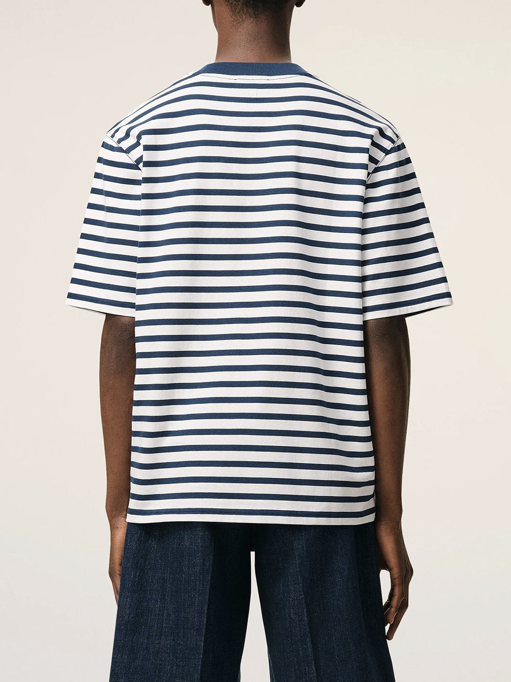 AMI PARIS-SHORT SLEEVES BOXY FIT MARINIERE TSHIRT-
