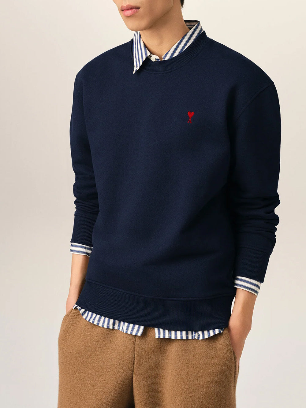 AMI PARIS-SWEATSHIRT WITH RED AMI DE COEUR-