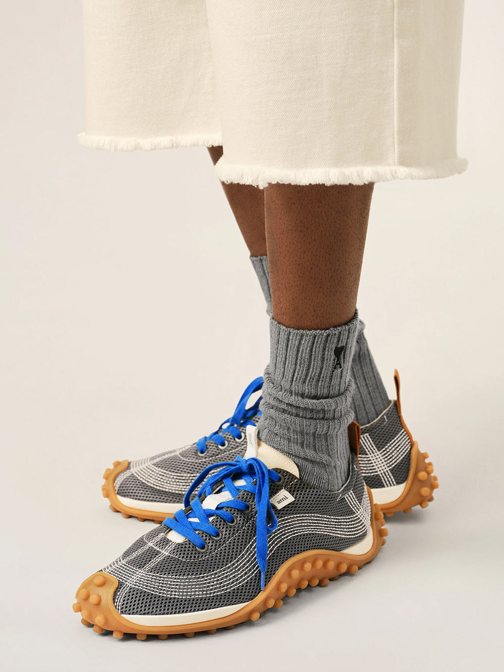 AMI PARIS-PACK THREE AMI DE COEUR EMBROIDERY SOCKS-