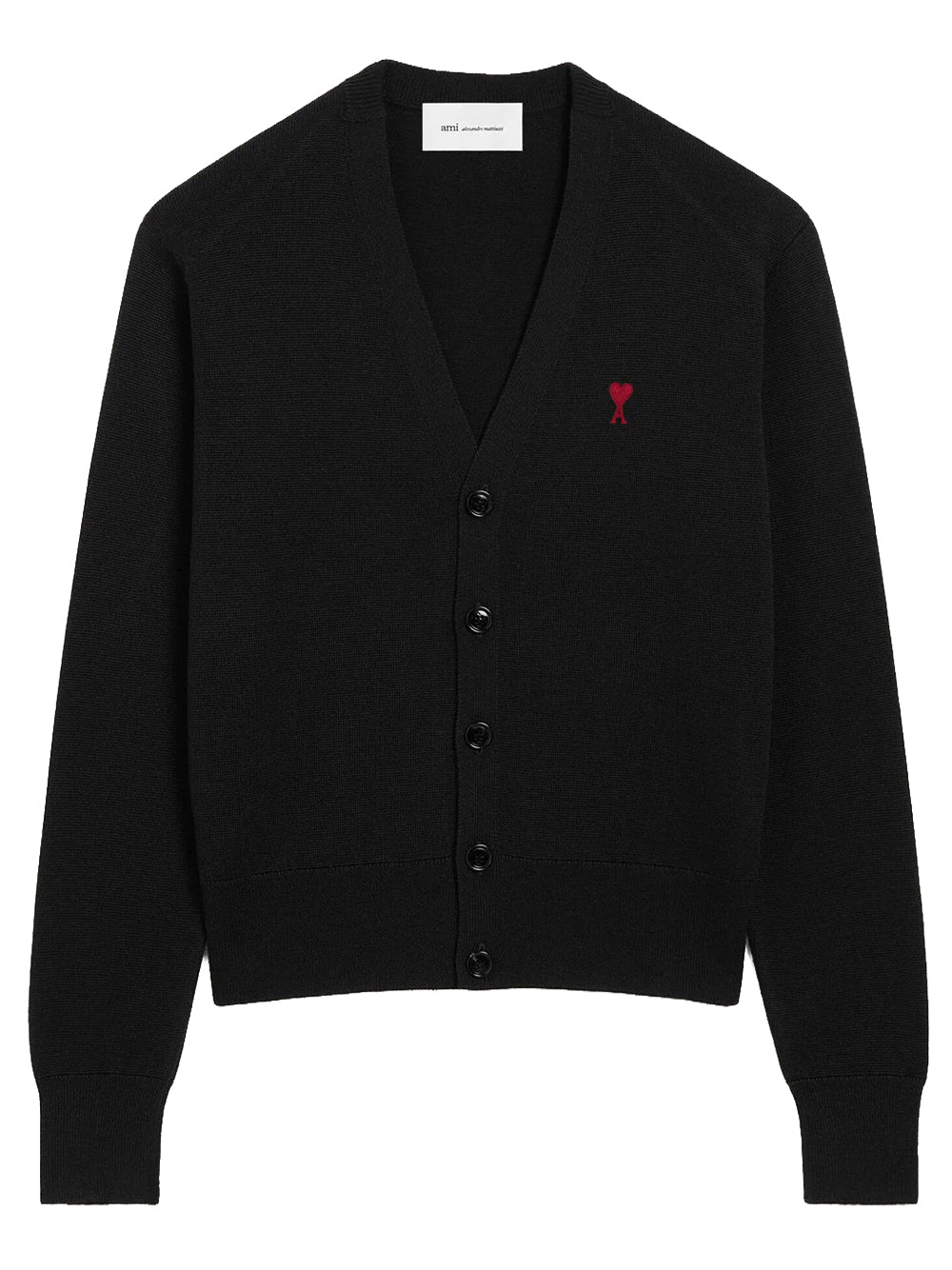 AMI PARIS-V NECK CARDIGAN WITH AMI DE COEUR-