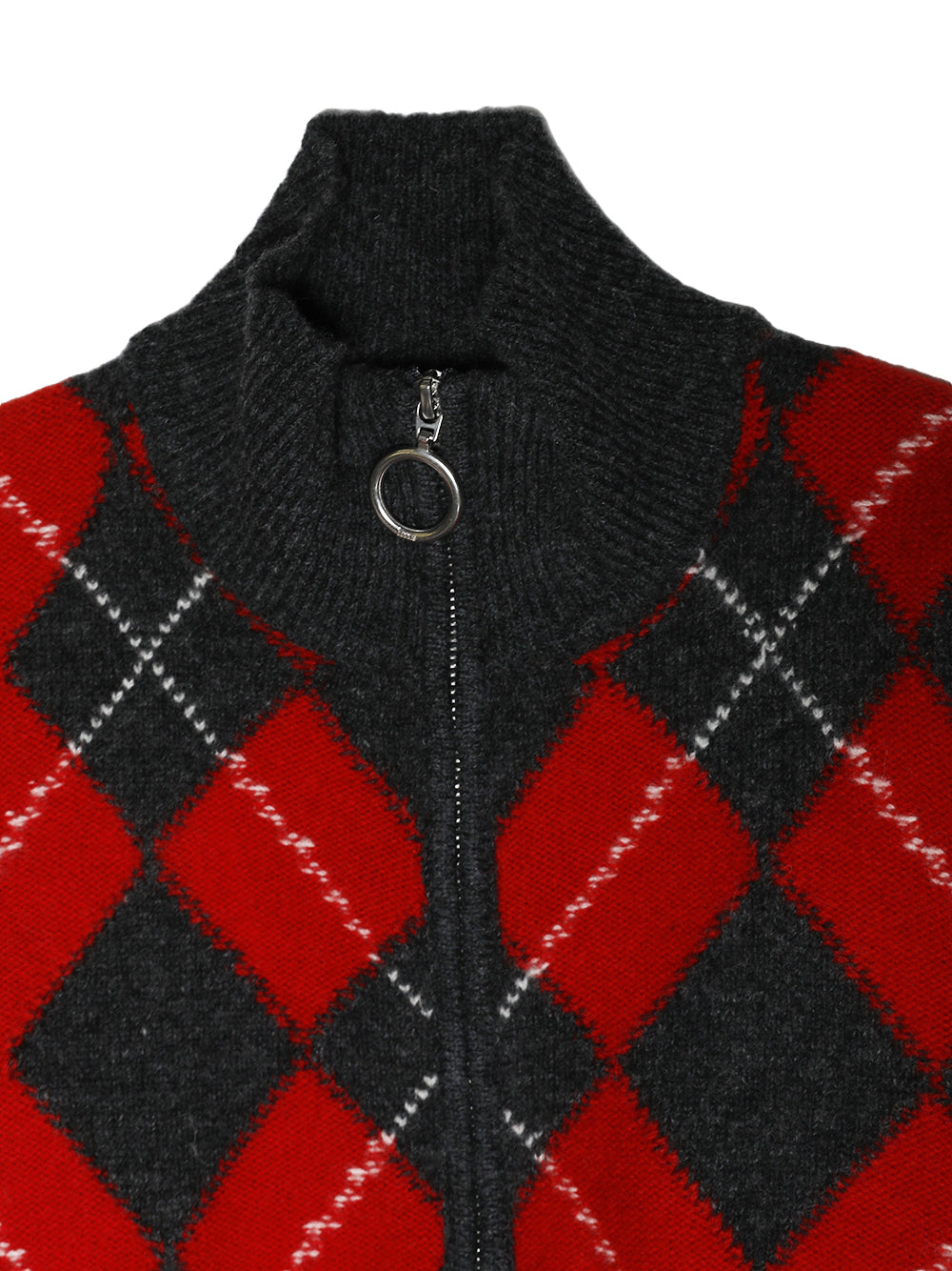 AMI PARIS-ZIPPED COLLAR SWEATER WITH AMI BOUCLETTE OVAL PATCH-