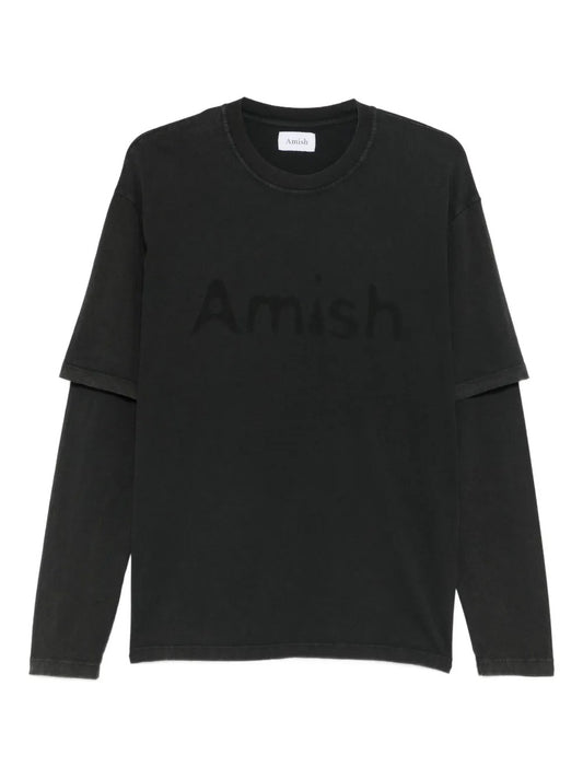 AMISH-long-sleeve logo T-shirt-