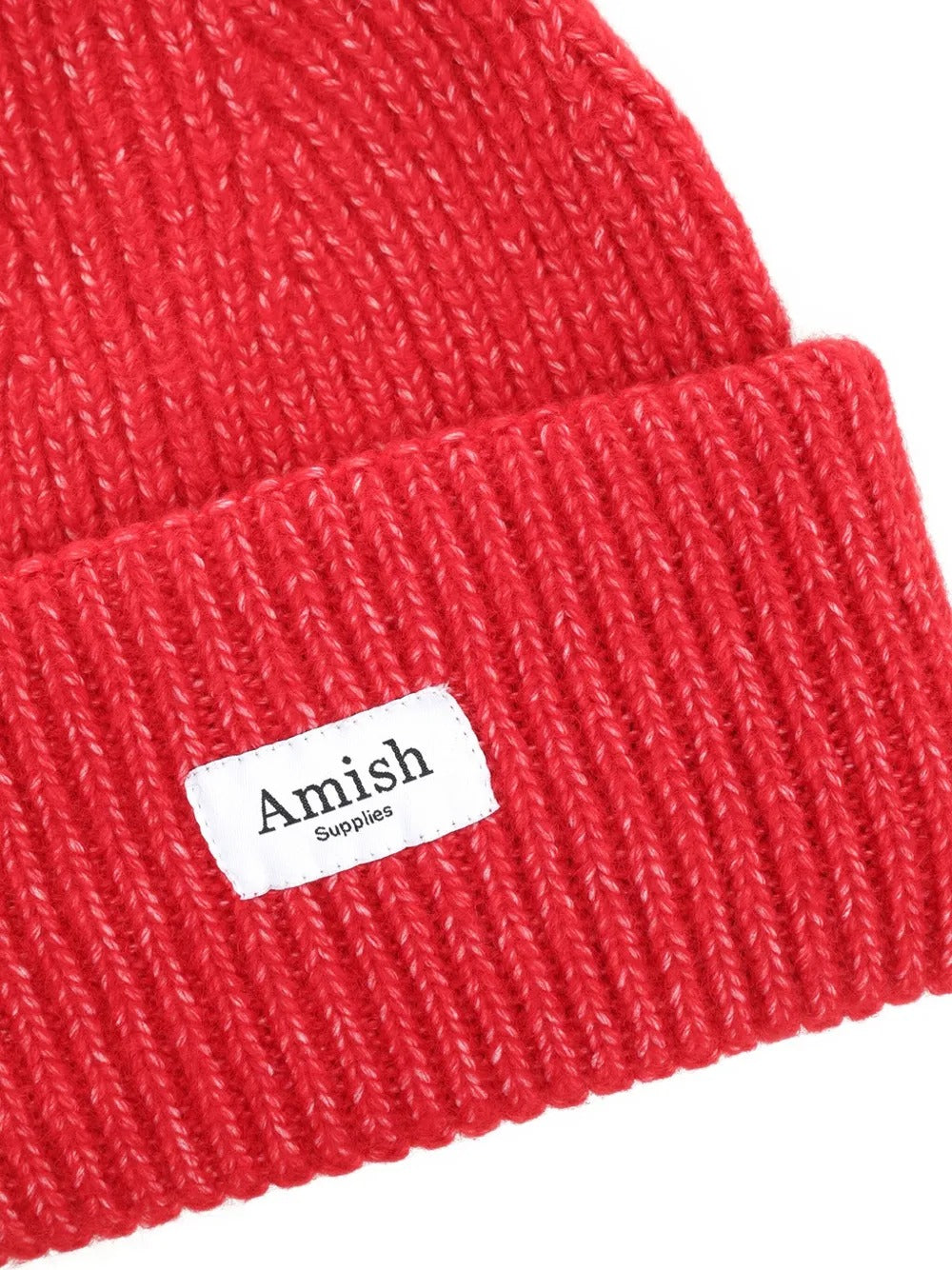 AMISH-ribbed logo-patch beanie-