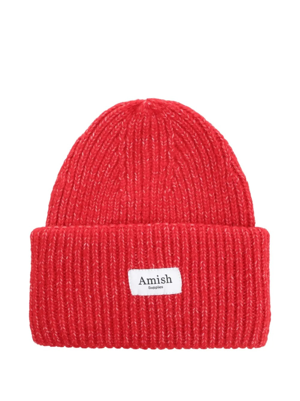 AMISH-ribbed logo-patch beanie-