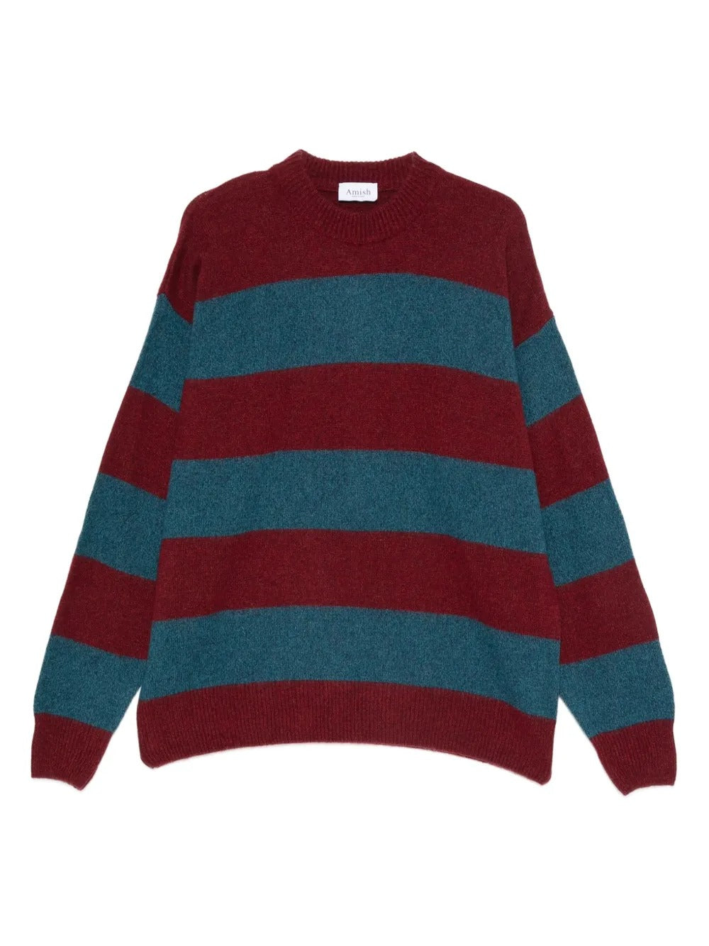 AMISH-STRIPED SHETLAND WOOL SWEATER-