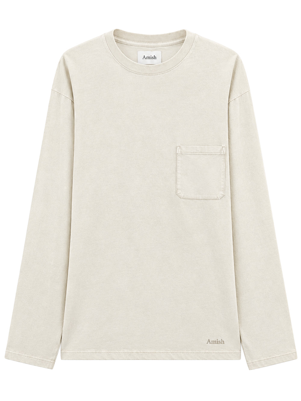 AMISH-T-shirt raw edge L/S AMISH Jersey Micro logo Dyed-