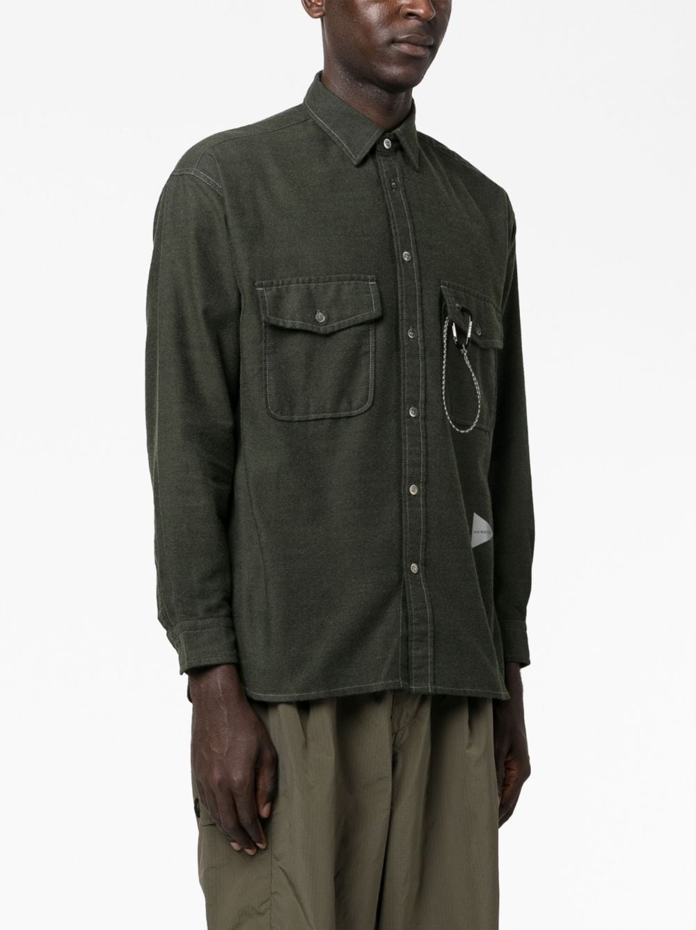 AND WANDER-fleece base LS shirt-5742254323 180 KHAKI