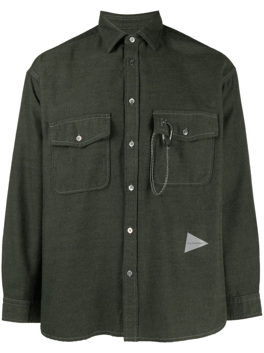 AND WANDER-fleece base LS shirt-5742254323 180 KHAKI