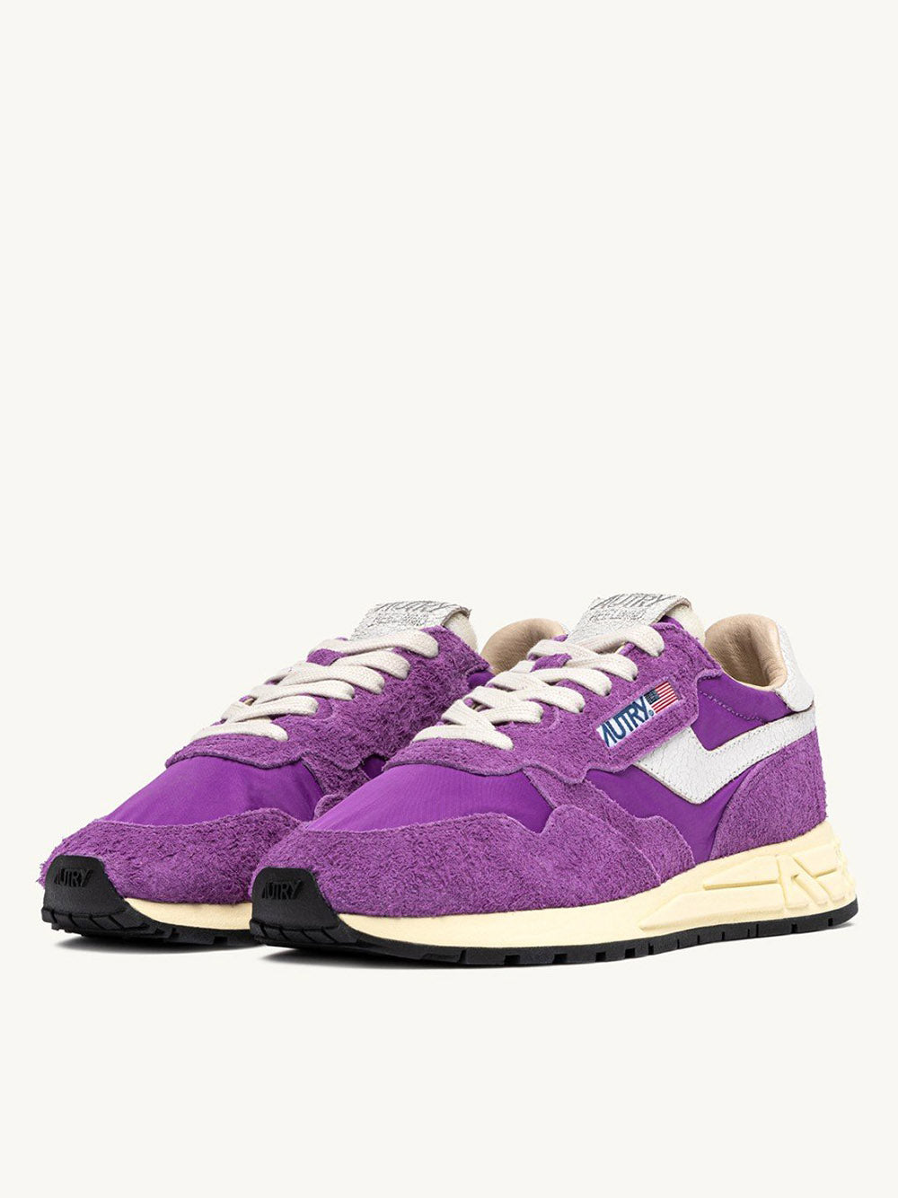 AUTRY-REELWIND LOW SNEAKERS IN WHITE AND DEWBERRY NYLON AND SUEDE-