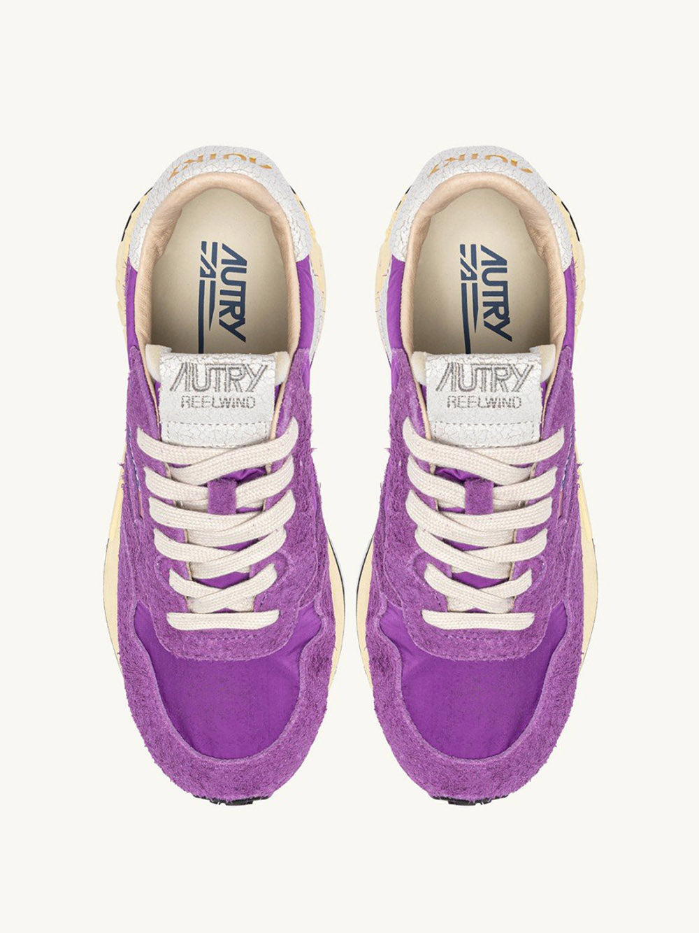AUTRY-REELWIND LOW SNEAKERS IN WHITE AND DEWBERRY NYLON AND SUEDE-