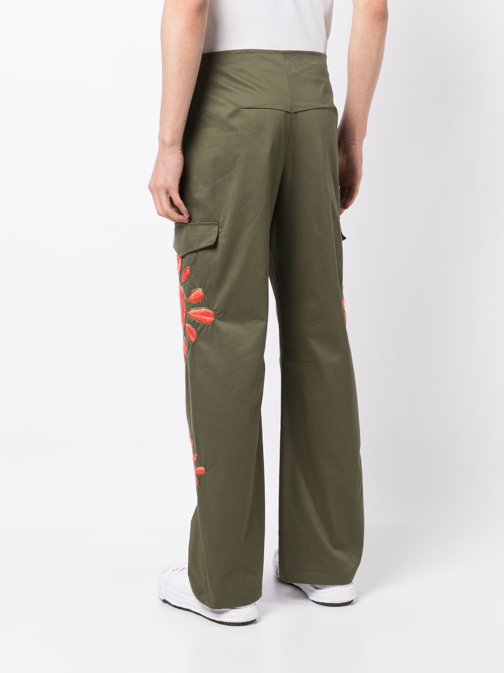 BLUEMARBLE-CARGO PANTS KHAKI WITH FLOWERS EMBROIDERIES-PA43 TW16A23 KAKHI