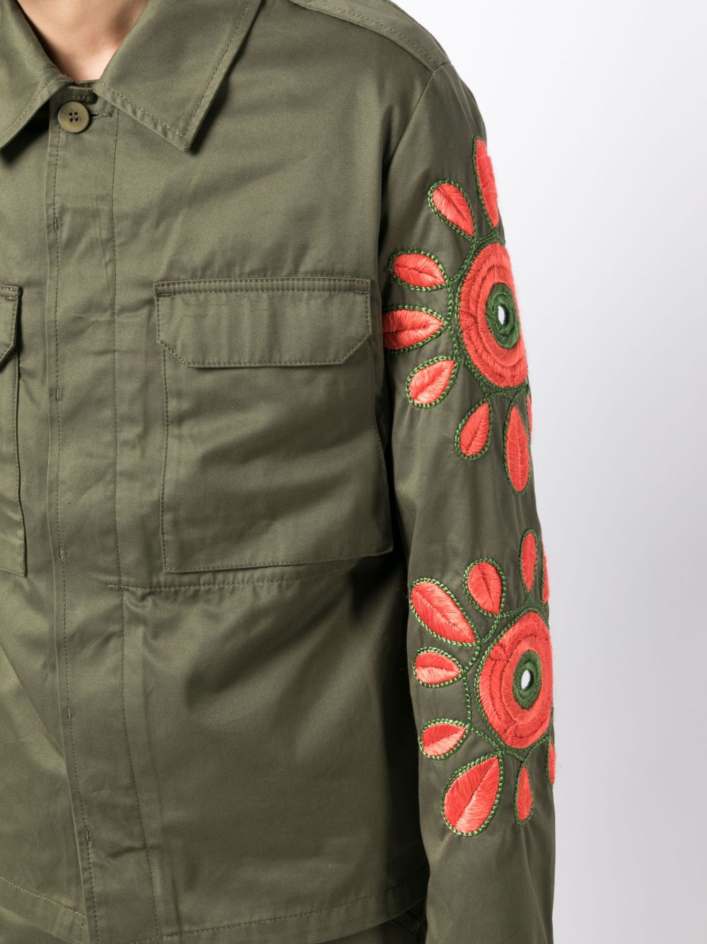 BLUEMARBLE-FLOWERS EMBROIDERIES KHAKI OVERSHIRT-JA47 TW16A23 KAKHI