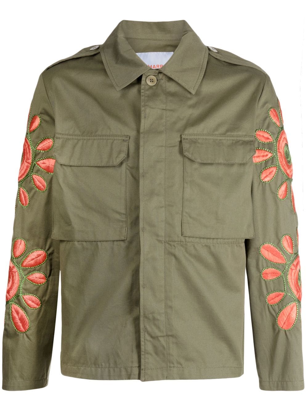 BLUEMARBLE-FLOWERS EMBROIDERIES KHAKI OVERSHIRT-JA47 TW16A23 KAKHI