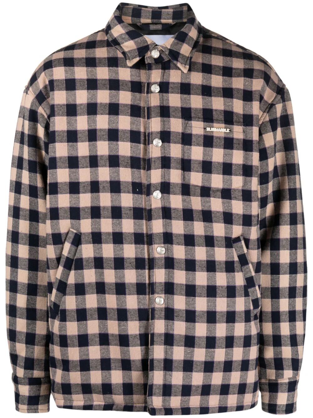 BLUEMARBLE-Plaid padded overshirt-SH18 FA01B23 NAVY