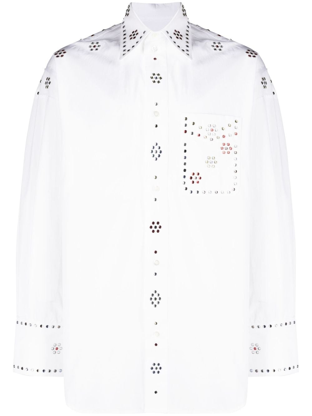 BLUEMARBLE-WHITE SHIRT WITH RHINESTONES-SH24 TW15A23 WHITE