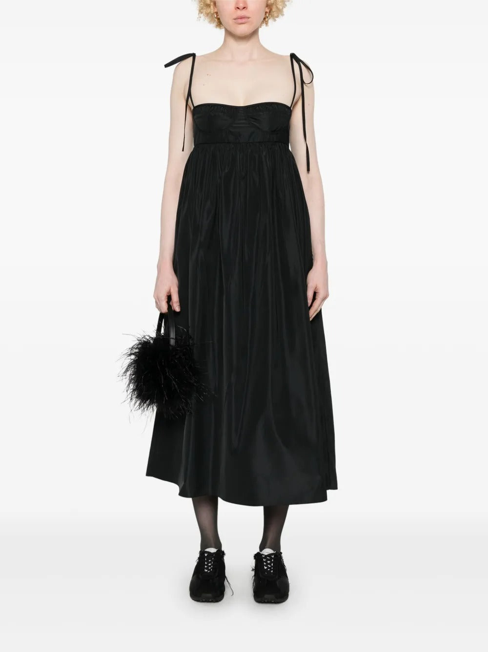 CECILIE BAHNSEN-ALENA DRESS RECYCLED FAILLE BLACK-