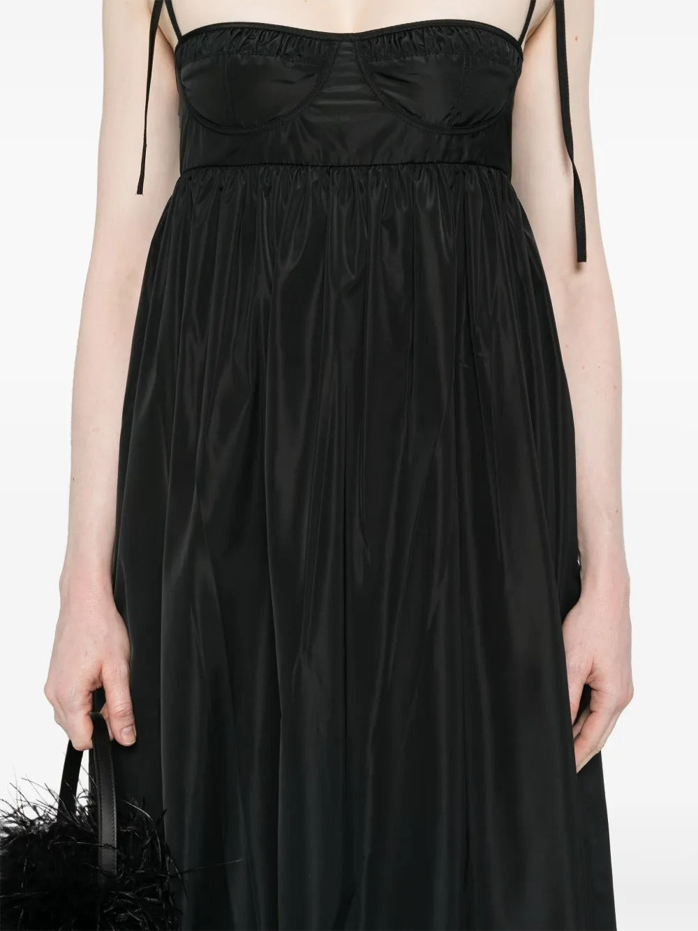 CECILIE BAHNSEN-ALENA DRESS RECYCLED FAILLE BLACK-