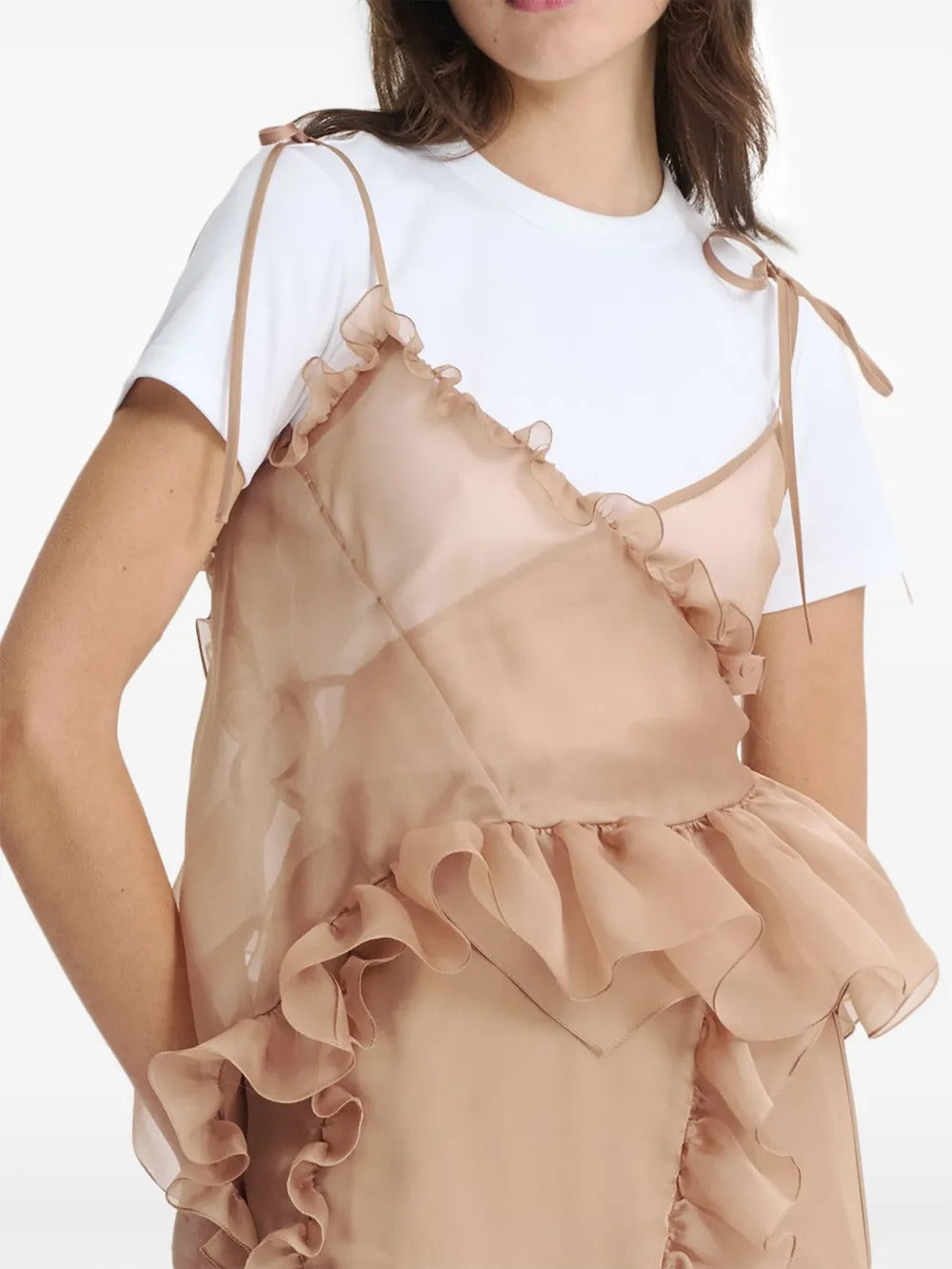 CECILIE BAHNSEN-ALESSANDRA TOP ORGANZA CHESTNUT-