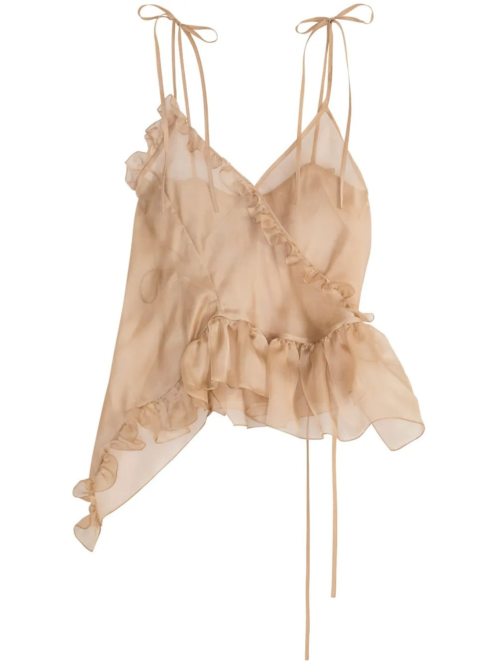 CECILIE BAHNSEN-ALESSANDRA TOP ORGANZA CHESTNUT-