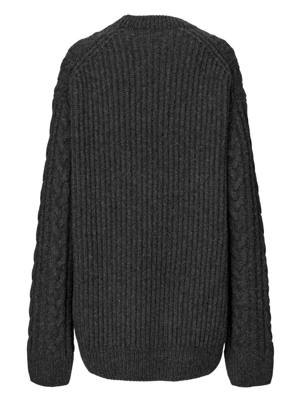 CECILIE BAHNSEN-ALIA JUMPER FISHERMAN KNIT CHARCOAL GREY-