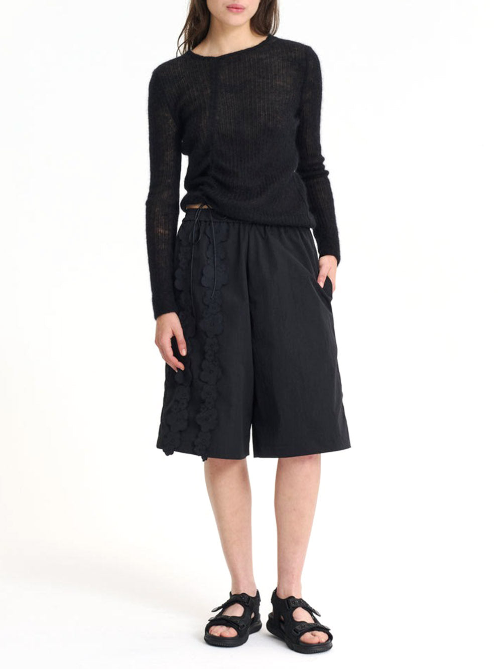 CECILIE BAHNSEN-ANGEL SHORTS RECYCLED TAFFETA BLACK-
