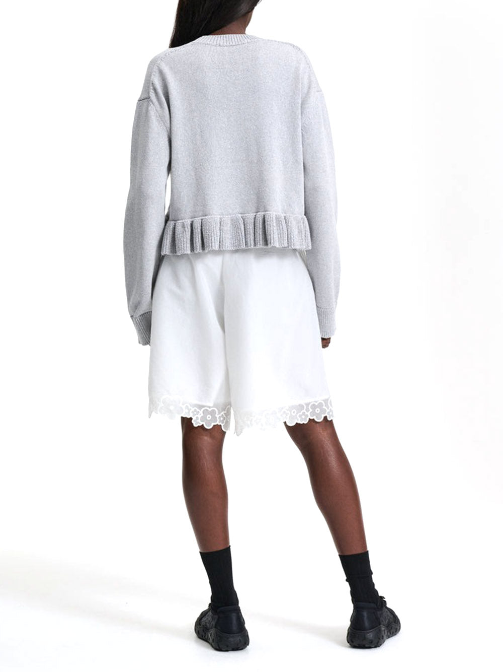 CECILIE BAHNSEN-ARYA SHORTS EMBROIDERED RIPSTOP WHITE-
