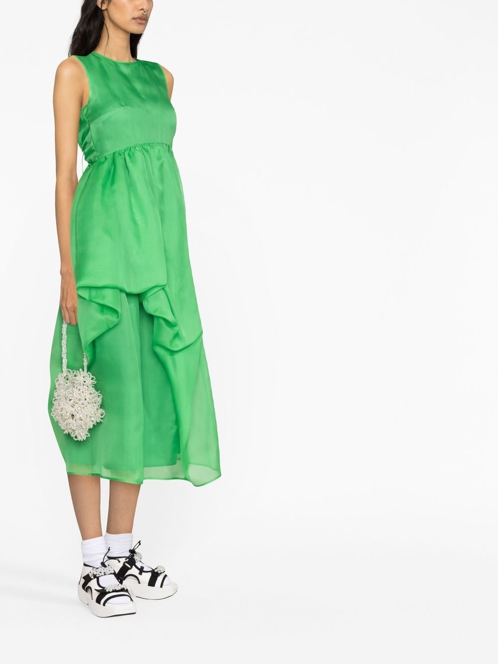 CECILIE BAHNSEN-DRESS WITH OPEN BACK AND ASYMMETRICAL SKIRT-222RTW10077 FANG DRESS EMERALD GREEN