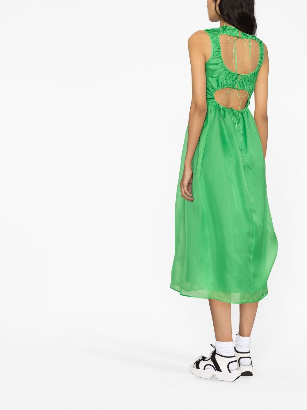 CECILIE BAHNSEN-DRESS WITH OPEN BACK AND ASYMMETRICAL SKIRT-222RTW10077 FANG DRESS EMERALD GREEN