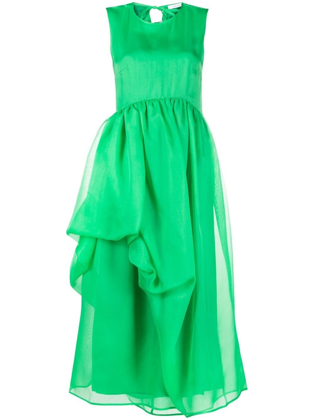 CECILIE BAHNSEN-DRESS WITH OPEN BACK AND ASYMMETRICAL SKIRT-222RTW10077 FANG DRESS EMERALD GREEN