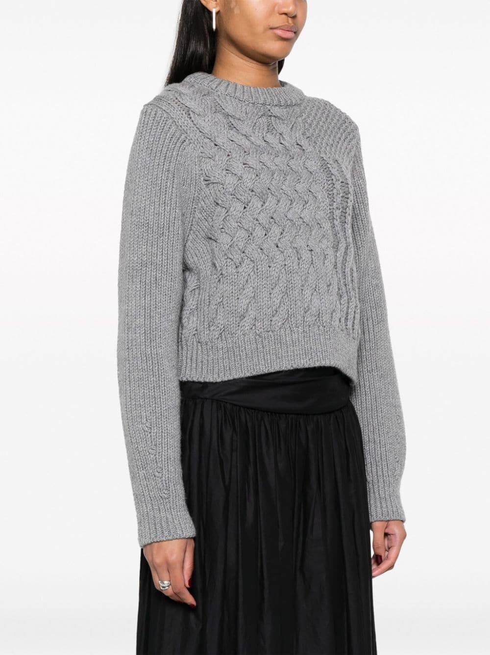 CECILIE BAHNSEN-JOLENE JUMPER FISHERMAN KNIT GREY-23KNI51002 GREY