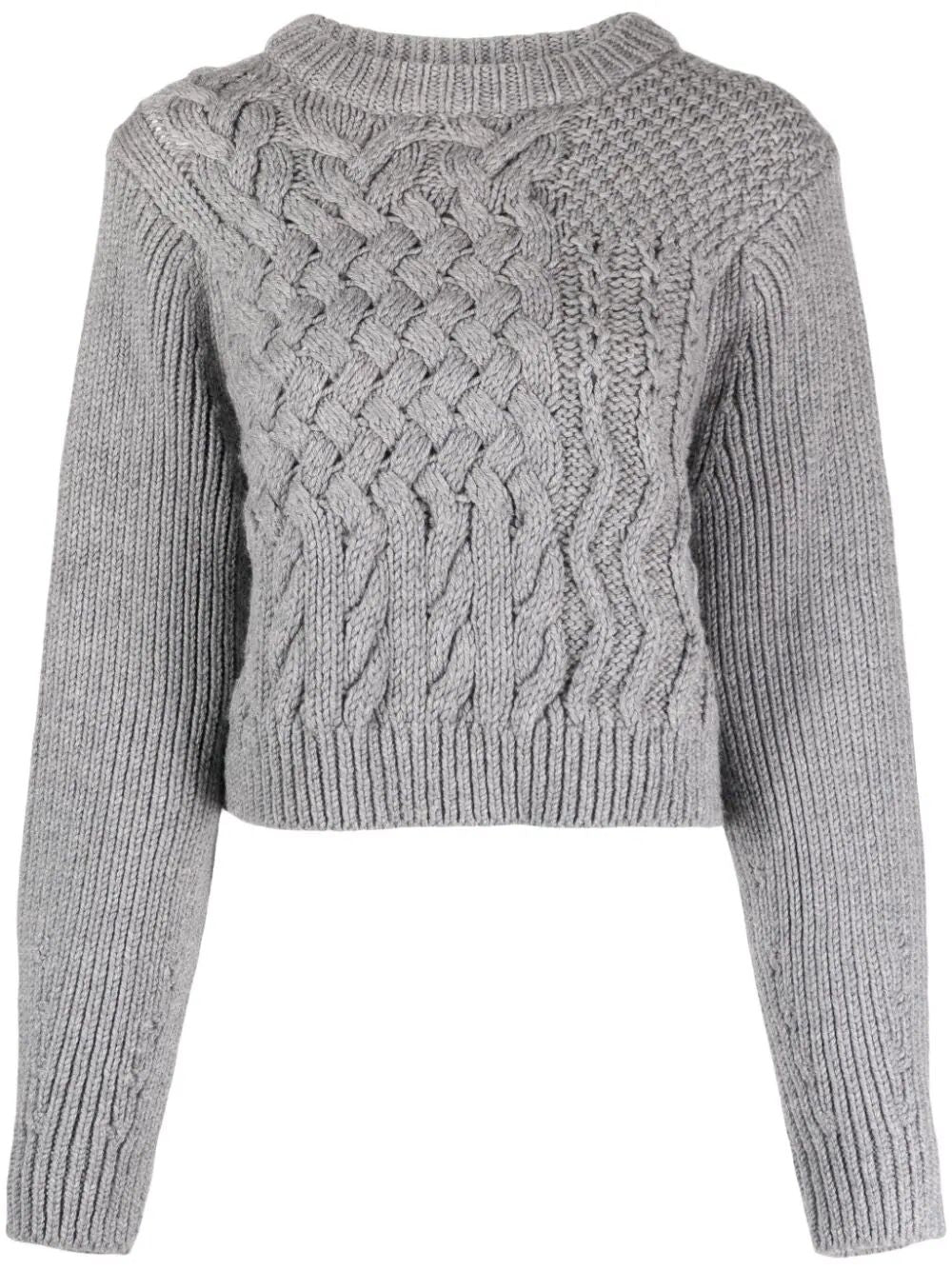 CECILIE BAHNSEN-JOLENE JUMPER FISHERMAN KNIT GREY-23KNI51002 GREY