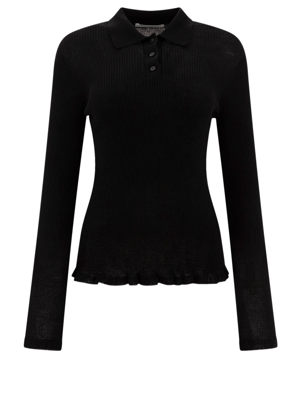 CECILIE BAHNSEN-ODA TOP LIGHTWEIGHT KNIT BLACK-