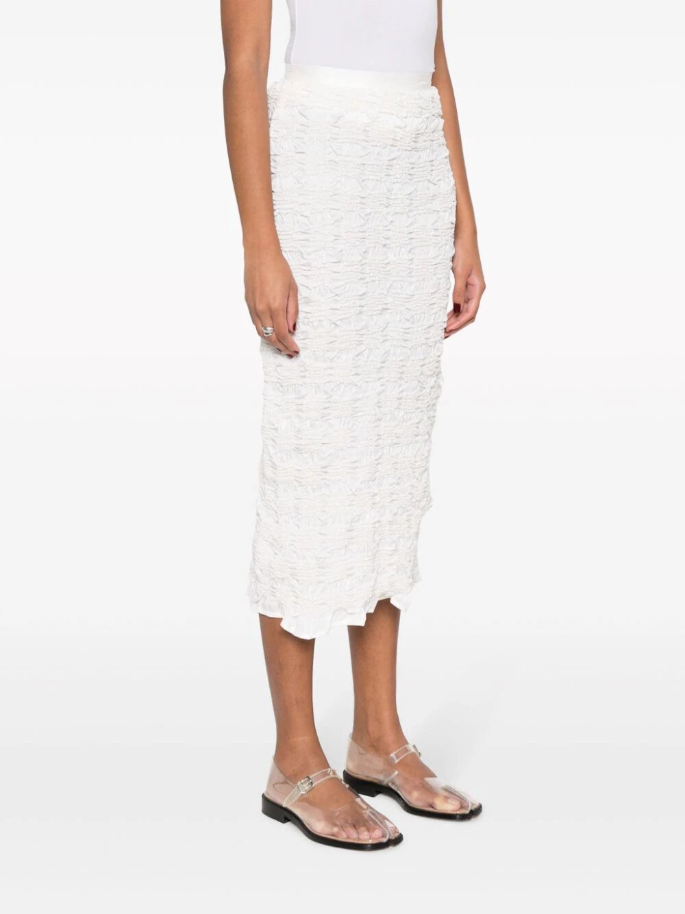 CECILIE BAHNSEN-UGNE SKIRT GRAPHENE SMOCK TAFF. IVORY-23RTW17012 IVORY