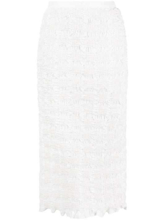 CECILIE BAHNSEN-UGNE SKIRT GRAPHENE SMOCK TAFF. IVORY-23RTW17012 IVORY