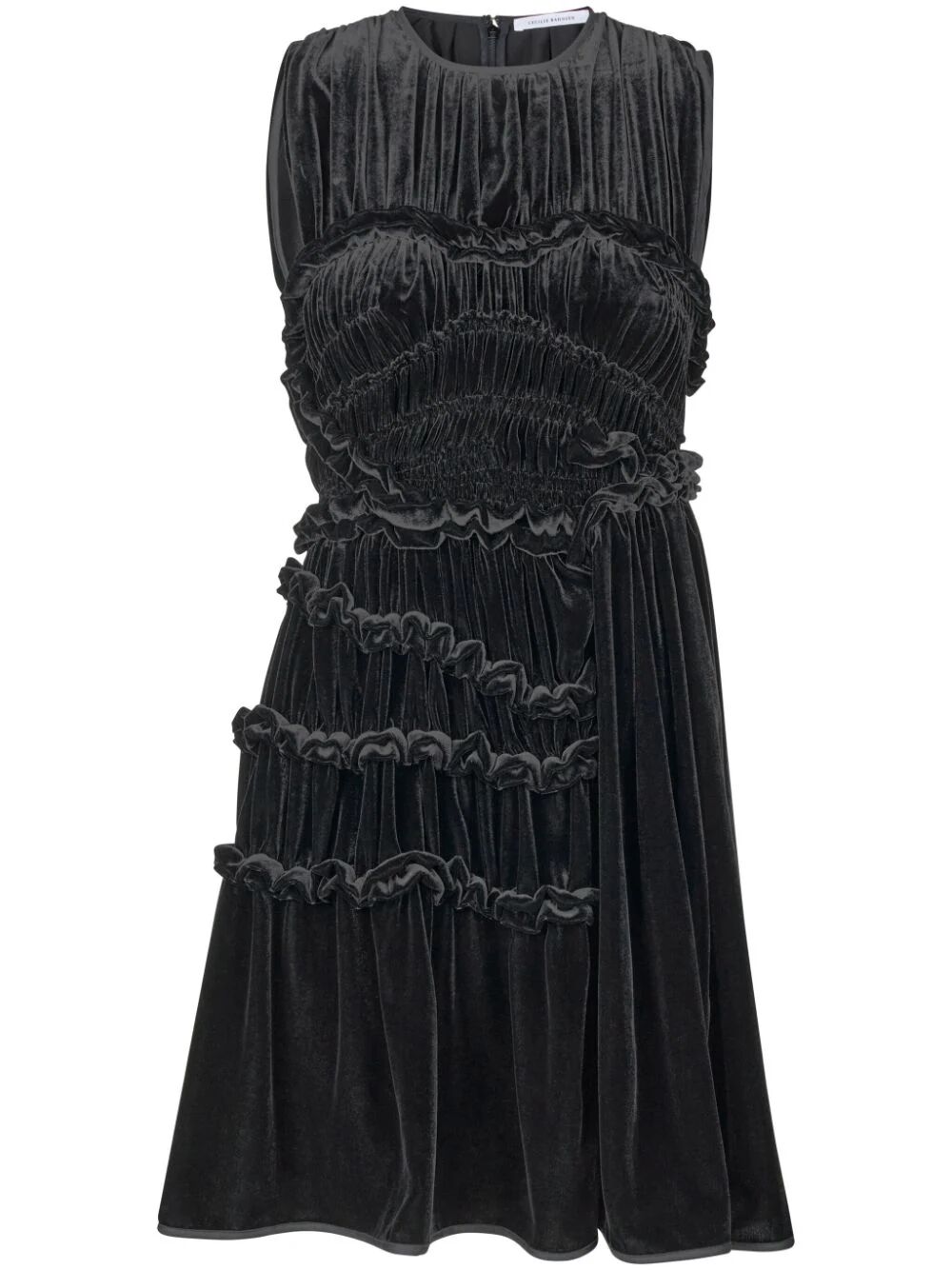 CECILIE BAHNSEN-UKI DRESS VELVET BLACK-23RTW10027 BLACK