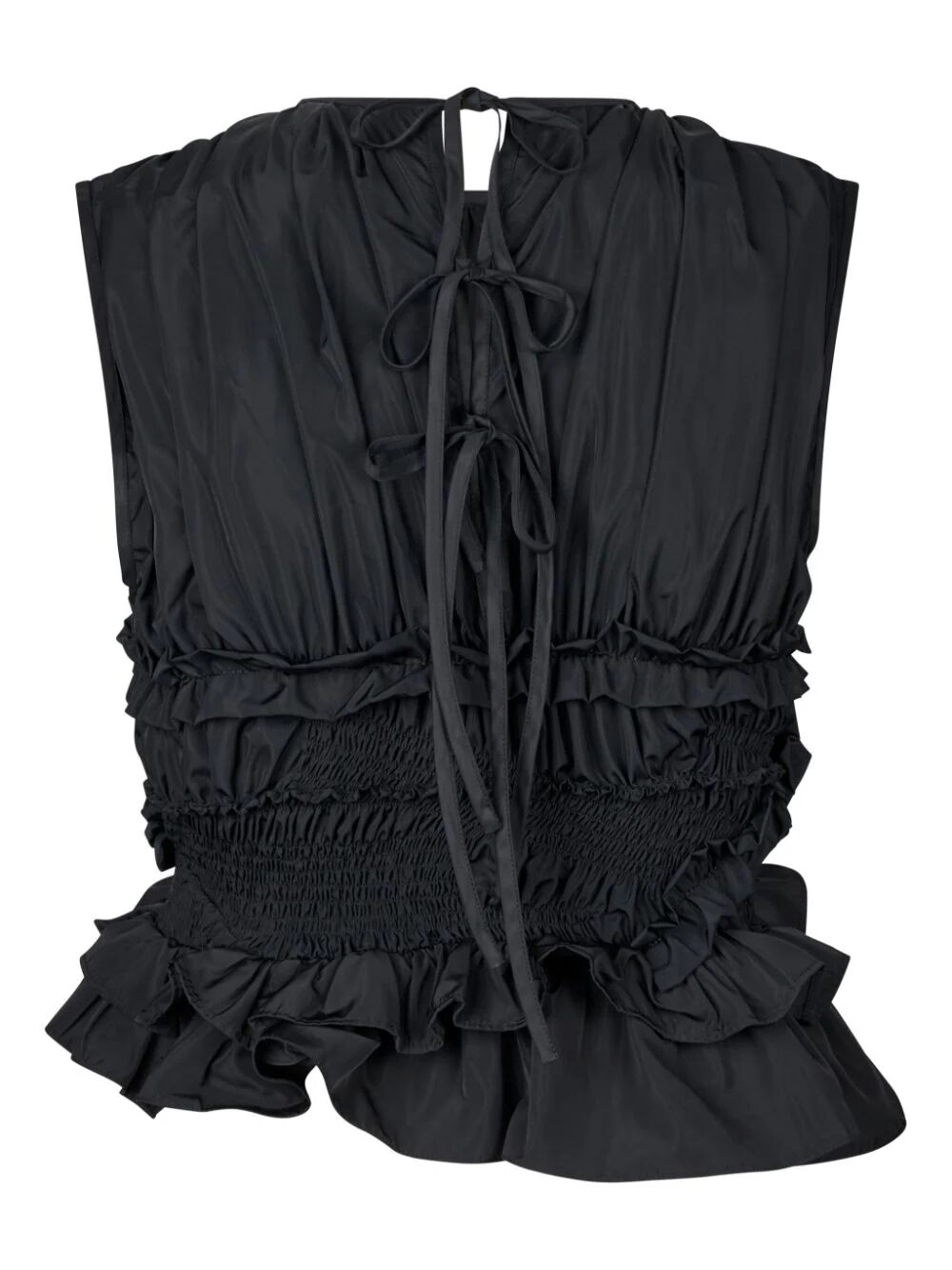 CECILIE BAHNSEN-UPHI TOP RECYCLED FAILLE BLACK-23RTW11022 BLACK
