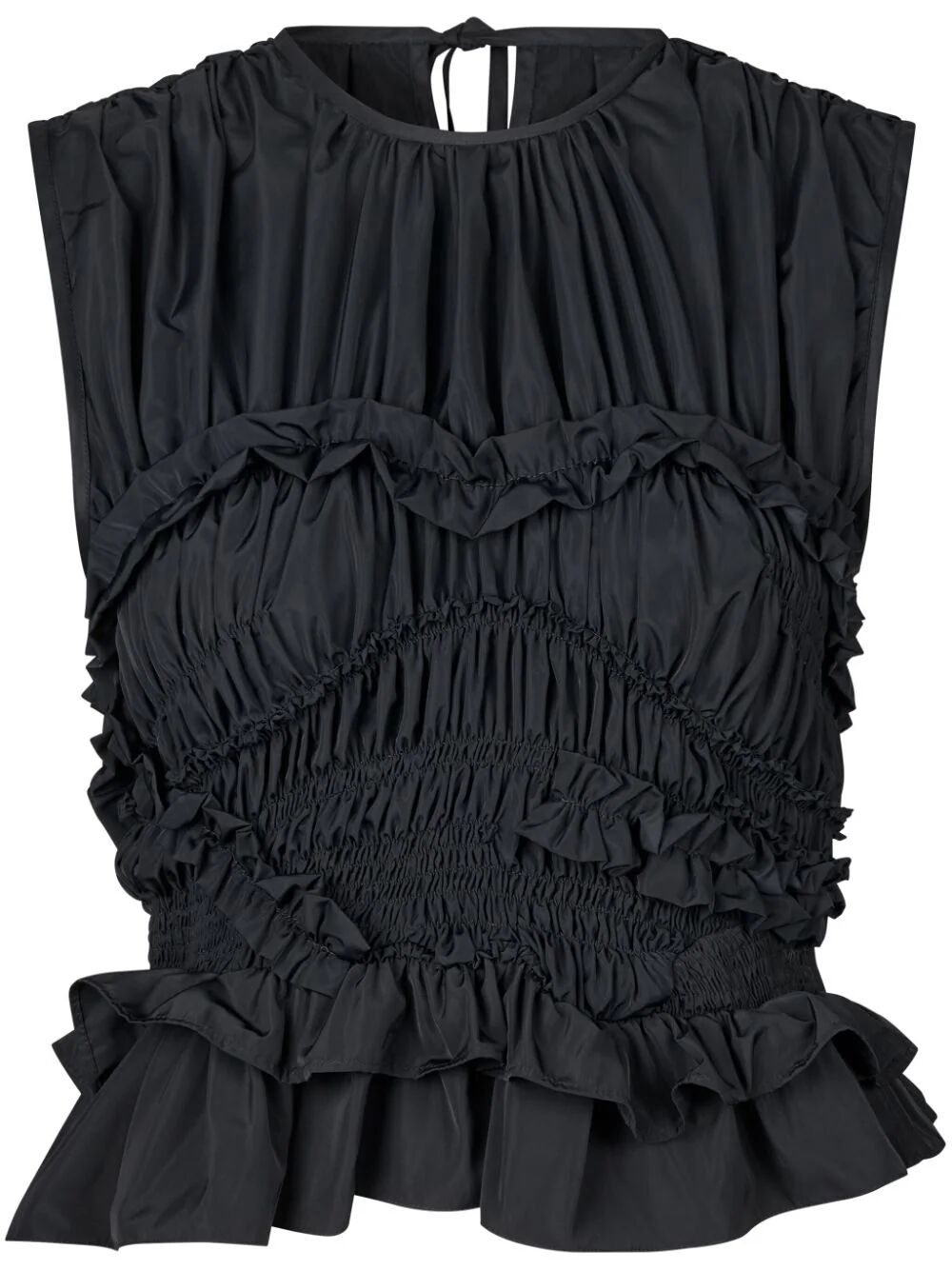 CECILIE BAHNSEN-UPHI TOP RECYCLED FAILLE BLACK-23RTW11022 BLACK