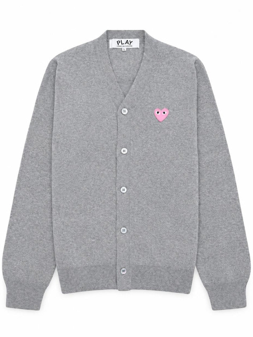 COMME DES GARÇONS PLAY-Small Pink Heart V-Neck Cardigan-