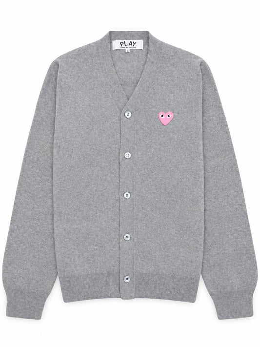 COMME DES GARÇONS PLAY-Small Pink Heart V-Neck Cardigan-